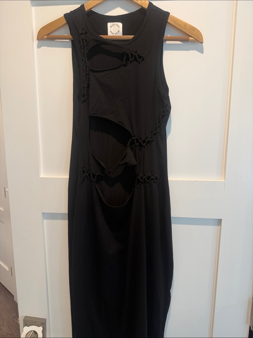 With Jean Black Cutout Midi Dress